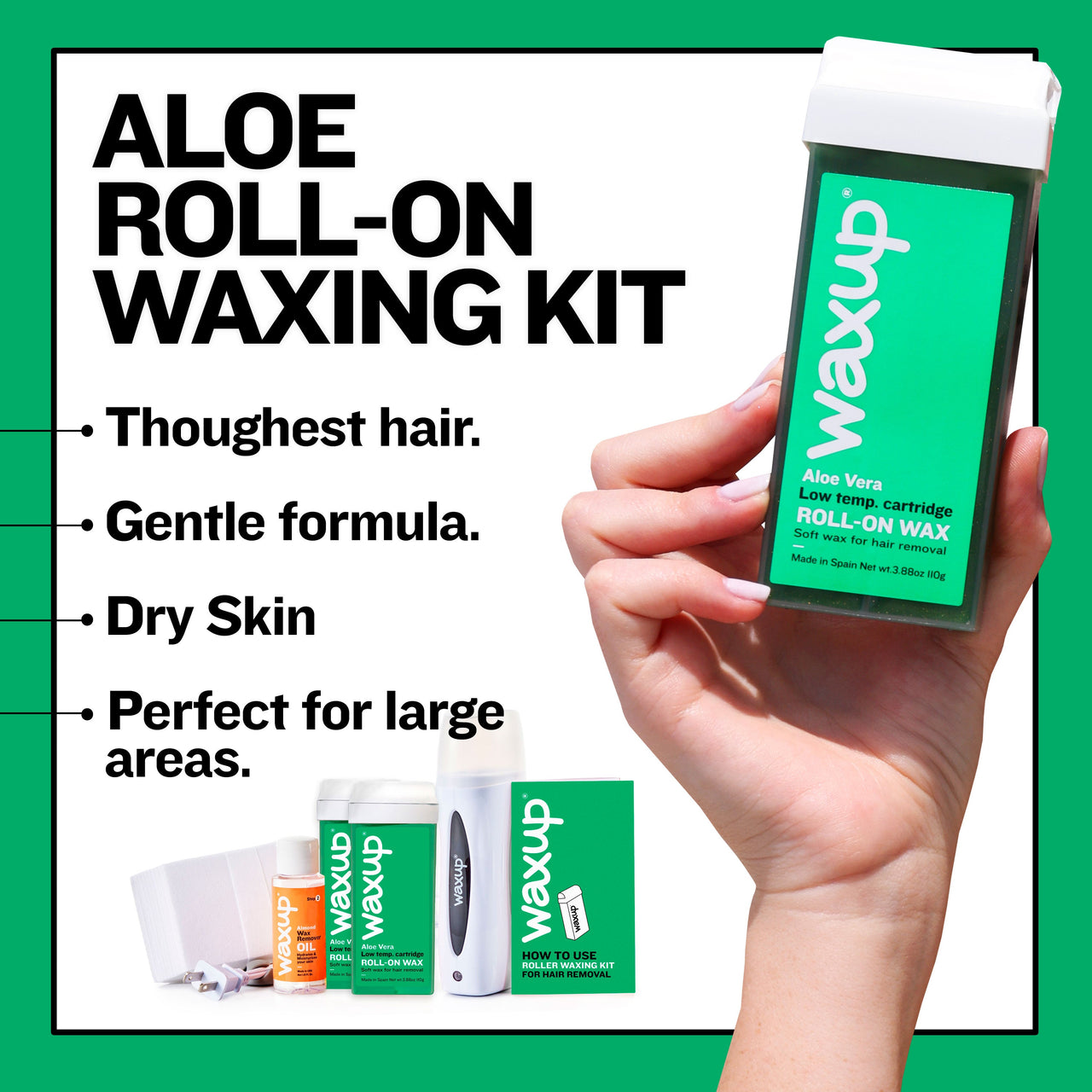 Aloe Roller Waxing Kit Buy with Prime - thatswaxup -  - Roller Waxing Kit - waxup hair removal wax body waxing kit women and men professional waxing supplies