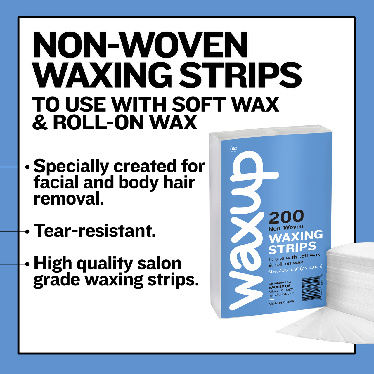 Non Woven Waxing Strips 3"x9" 200 Count - thatswaxup -  - Non Woven Waxing Strips - waxup hair removal wax body waxing kit women and men professional waxing supplies