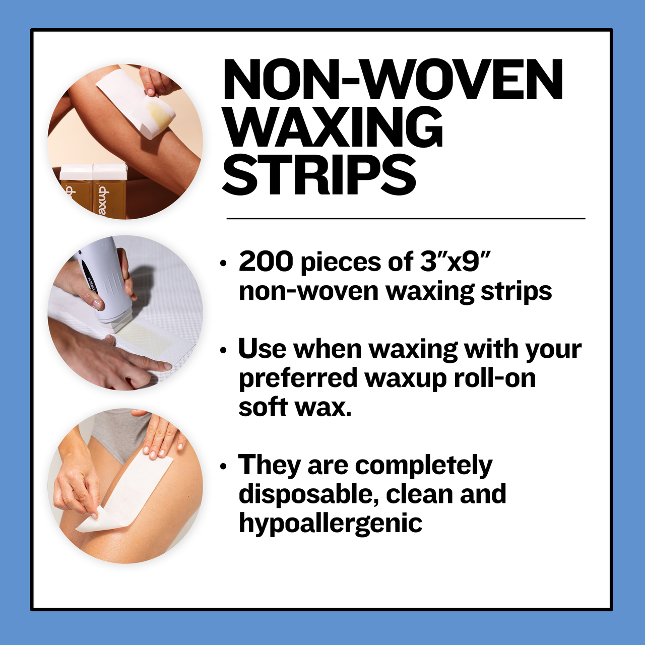 Non Woven Waxing Strips 3"x9" 200 Count Buy with Prime - thatswaxup -  - Non Woven Waxing Strips - waxup hair removal wax body waxing kit women and men professional waxing supplies